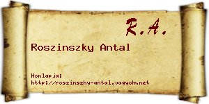 Roszinszky Antal névjegykártya